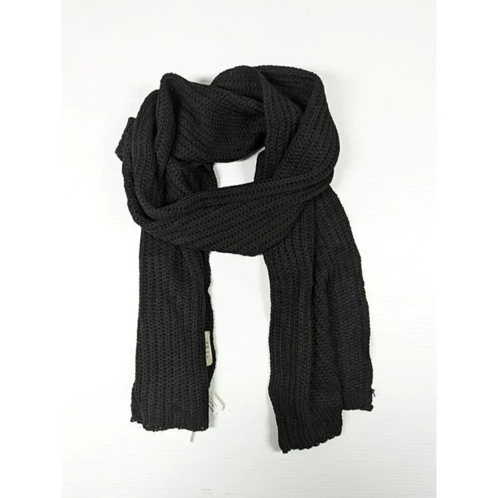 Style & Co Women's Black Solid Ribbed Muffler Scarf O/S (MSRP $30)